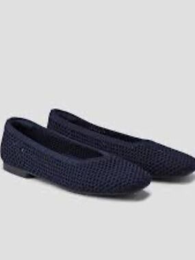 VIVAIA Margot 2.0 Square-Toe V-Cut Mesh Knit Flats Navy 10.5